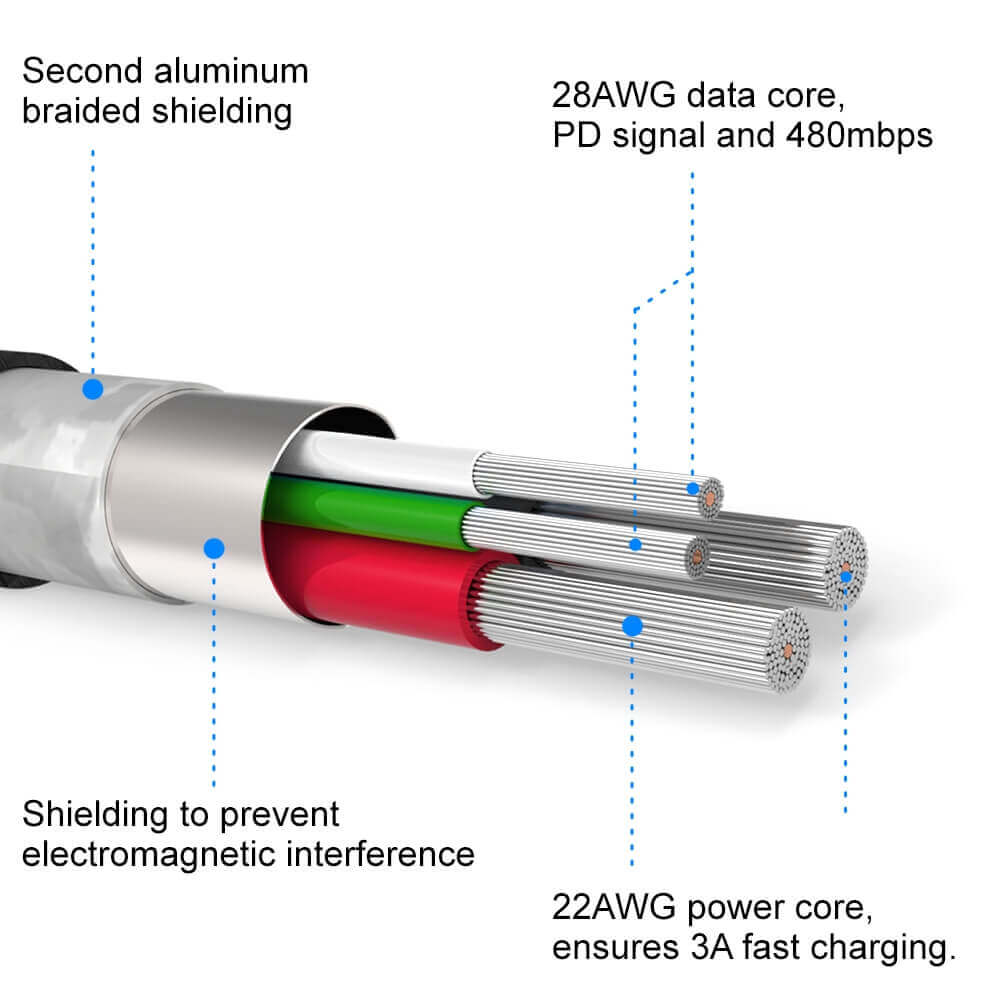 Textilný dátový kábel Swissten USB / LIGHTNING MFi 1,2 M  - strieborný